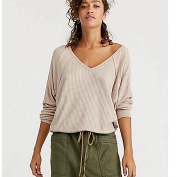 Free People Tops - BOGO! Free People Santa Clara Thermal Toasted Oat Oversized XS
